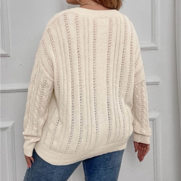New Cable Knit Drop Shoulder Sweater - Picture 3 of 5